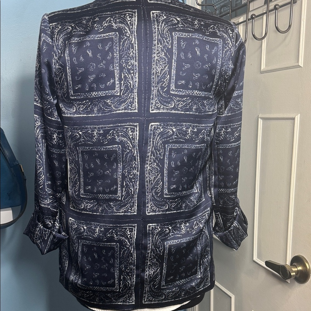 Navy Patterned Jacket - Picture 4 of 10